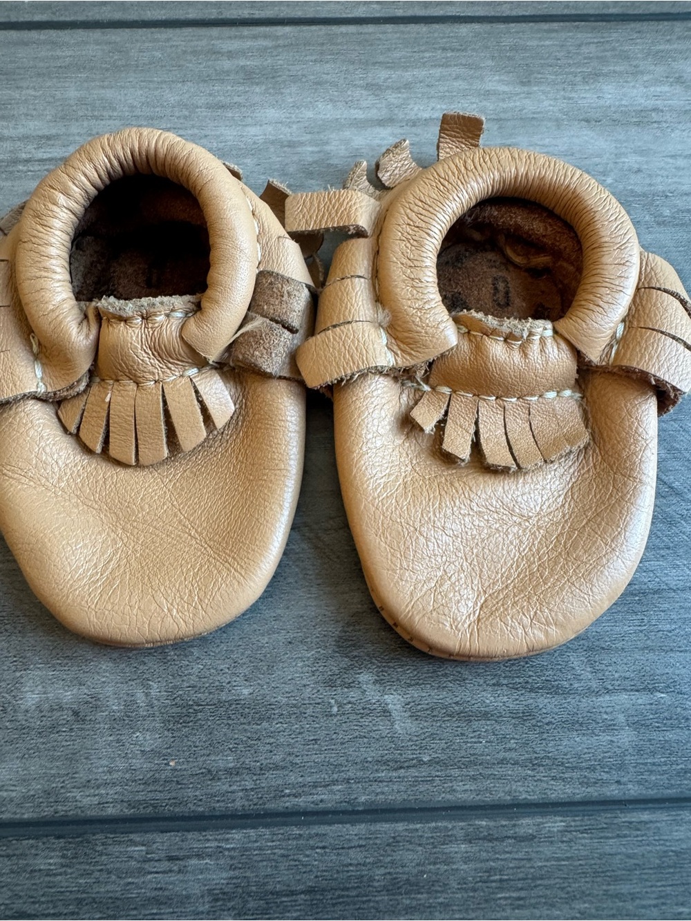 Kids Tassel Moccasin Soft Leather Slip-On - Tan